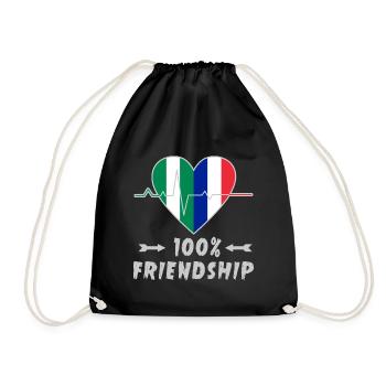 Nigeria and France 100% friendship - Drawstring Bag - black - Front