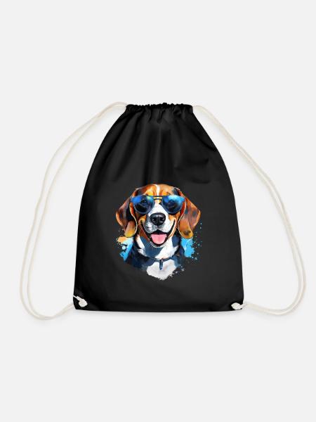 Beagle mit Sonnenbrille - Turnbeutel - Schwarz