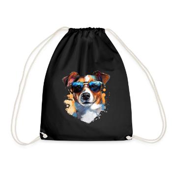 Jack Russell avec lunettes de soleil - Sac de sport léger - noir - Devant