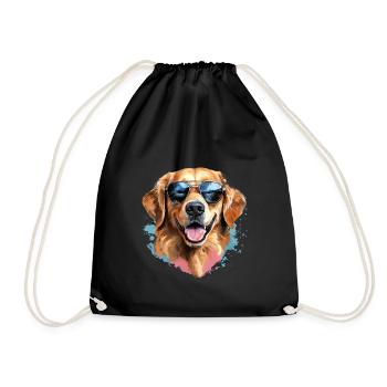 Golden Retriever avec lunettes de soleil - Sac de sport léger - noir - Devant
