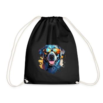 Labrador with sunglasses - Drawstring Bag - black - Front
