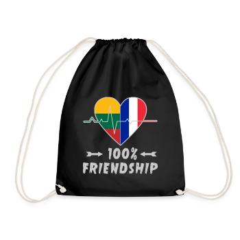 Litauen und Frankreich 100% Freundschaft - Turnbeutel - Schwarz - Vorne