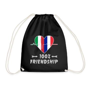 Italy and France 100% friendship - Drawstring Bag - black - Front