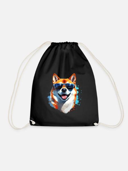 Shiba Inu mit Sonnenbrille - Turnbeutel - Schwarz