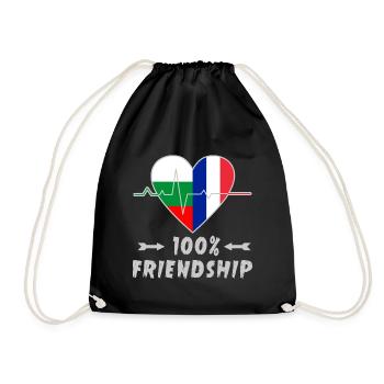 Bulgaria and France 100% friendship - Drawstring Bag - black - Front