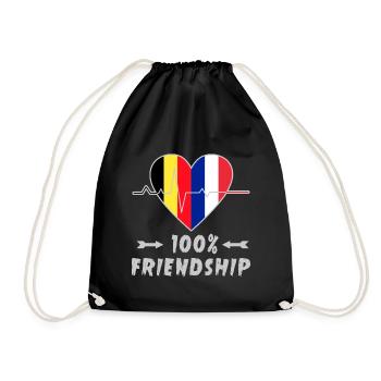 Belgium and France 100% friendship - Drawstring Bag - black - Front