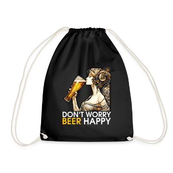 Femme buvant de la bière cadeau heureux - Sac de sport léger - noir - Devant