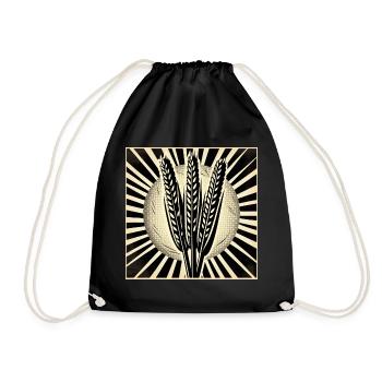 3 grain ears of wheat - Drawstring Bag - black - Front