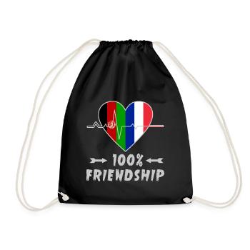 Afghanistan and France 100% friendship - Drawstring Bag - black - Front