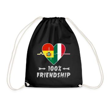 Bolivia and Italy 100% friendship - Drawstring Bag - black - Front