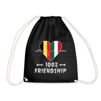 Belgium and Italy 100% friendship - Drawstring Bag - black - Front