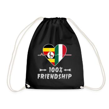 Uganda and Italy 100% friendship - Drawstring Bag - black - Front