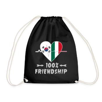 100 % amitié entre la Corée du Sud et l'Italie - Sac de sport léger - noir - Devant