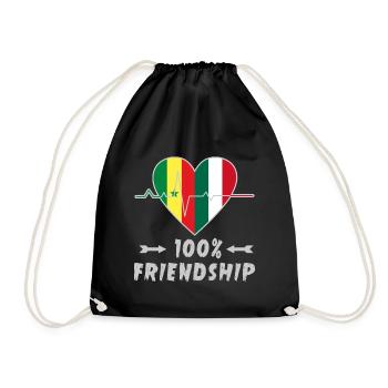 Senegal and Italy 100% friendship - Drawstring Bag - black - Front