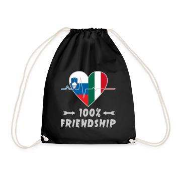 Slovenia and Italy 100% friendship - Drawstring Bag - black - Front