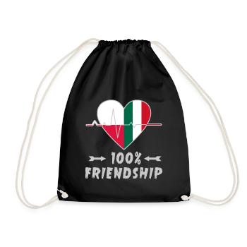 Poland and Italy 100% friendship - Drawstring Bag - black - Front