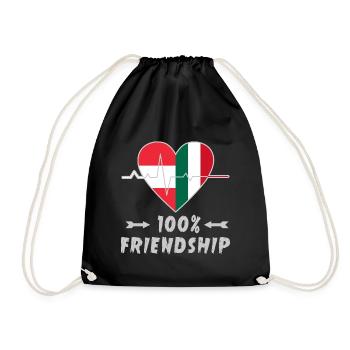 Austria and Italy 100% friendship - Drawstring Bag - black - Front