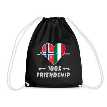 Norway and Italy 100% friendship - Drawstring Bag - black - Front