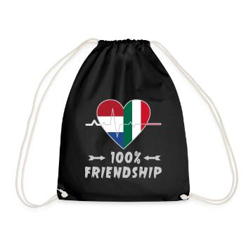 Netherlands and Italy 100% friendship - Drawstring Bag - black - Front