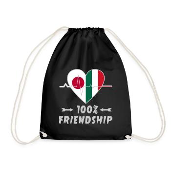 Japan and Italy 100% friendship - Drawstring Bag - black - Front