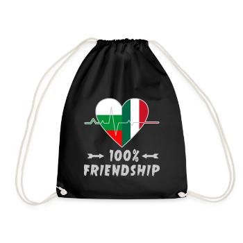 Bulgaria and Italy 100% friendship - Drawstring Bag - black - Front