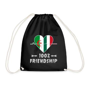 Algeria and Italy 100% friendship - Drawstring Bag - black - Front