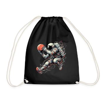 Basketball Astronaut Spaceman Gift - Drawstring Bag - black - Front