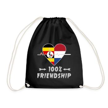 Uganda and the Netherlands 100% friendship - Drawstring Bag - black - Front