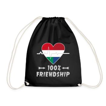 Ungarn und Niederlande 100% Freundschaft - Turnbeutel - Schwarz - Vorne