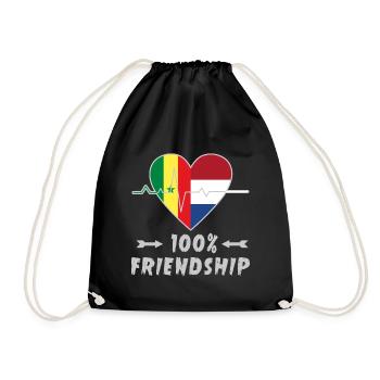Senegal and Netherlands 100% friendship - Drawstring Bag - black - Front