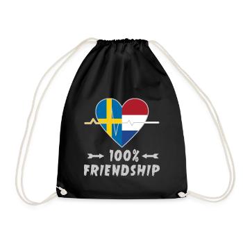 100 % amitié entre la Suède et les Pays-Bas - Sac de sport léger - noir - Devant