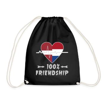 Lettland und Niederlande 100% Freundschaft - Turnbeutel - Schwarz - Vorne