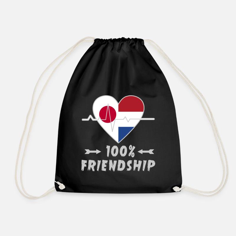 Japan and the Netherlands 100% friendship - Drawstring Bag - black