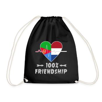 Eritrea und Niederlande 100% Freundschaft - Turnbeutel - Schwarz - Vorne