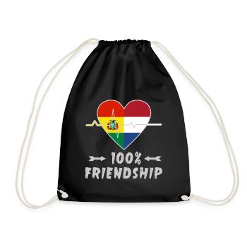 Bolivien und Niederlande 100% Freundschaft - Turnbeutel - Schwarz - Vorne