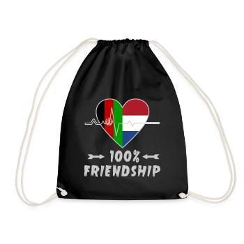 Afghanistan and the Netherlands 100% friendship - Drawstring Bag - black - Front
