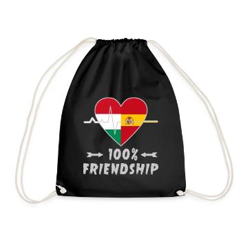 Ungarn und Spanien 100% Freundschaft - Turnbeutel - Schwarz - Vorne