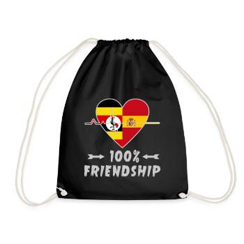 Uganda and Spain 100% friendship - Drawstring Bag - black - Front