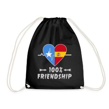 Somalia and Spain 100% friendship - Drawstring Bag - black - Front