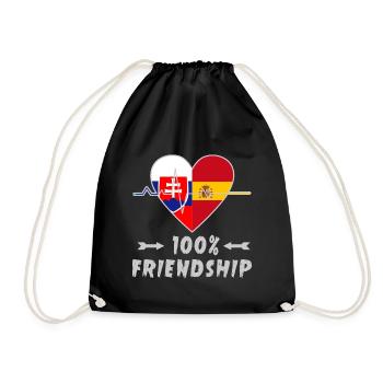 Slowakei und Spanien 100% Freundschaft - Turnbeutel - Schwarz - Vorne