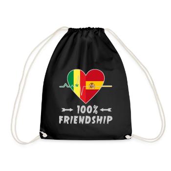 100 % amitié entre le Sénégal et l'Espagne - Sac de sport léger - noir - Devant