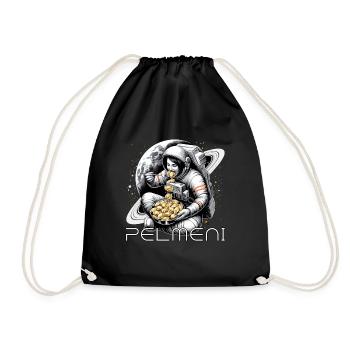 Astronaut Astronautin Pelmeni lecker Geschenk - Turnbeutel - Schwarz - Vorne