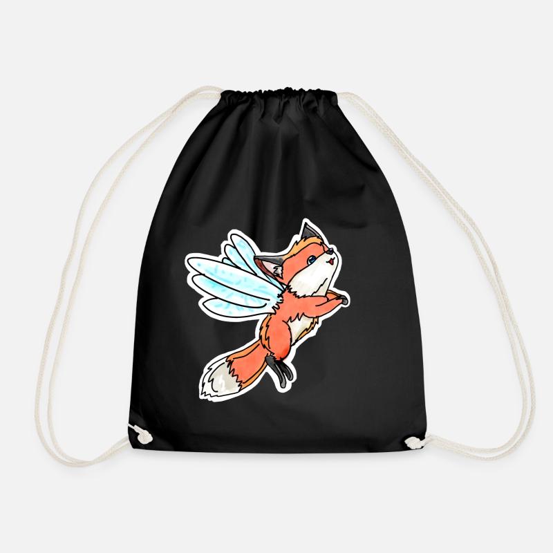 Fantastic, Flying Fairy Fox - Drawstring Bag - black