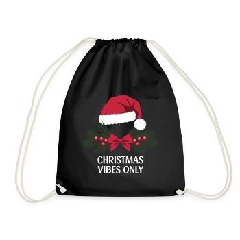 Christmas Vibes Only Santa Hat Christmas - Drawstring Bag - black - Front