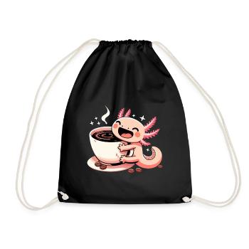 Axolotl Coffee Mug Gift - Drawstring Bag - black - Front