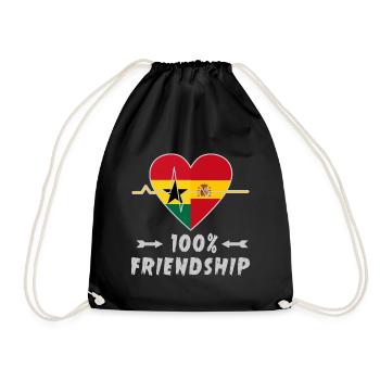 Ghana und Spanien 100% Freundschaft - Turnbeutel - Schwarz - Vorne