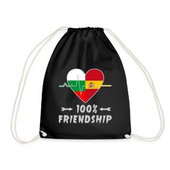 Bulgaria and Spain 100% friendship - Drawstring Bag - black - Front