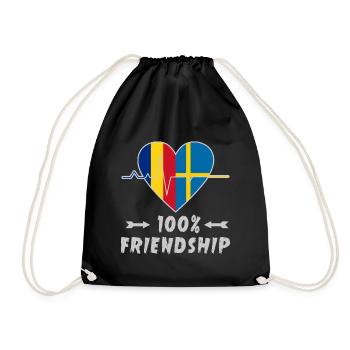 Romania and Sweden 100% friendship - Drawstring Bag - black - Front
