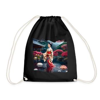 Dame japonaise - Sac de sport léger - noir - Devant