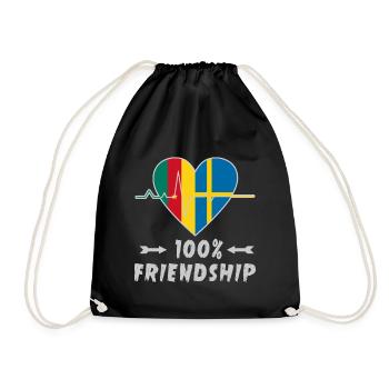 Kamerun und Schweden 100% Freundschaft - Turnbeutel - Schwarz - Vorne